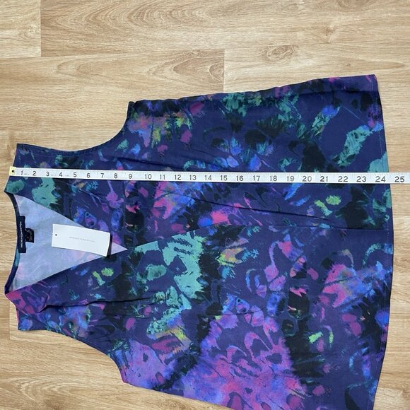 FRENCH CONNECTION BLOUSE TANK TOP COLORFUL ARTSY ABSTRACT LAYERING V-NECK SIZE S - Picture 7 of 7